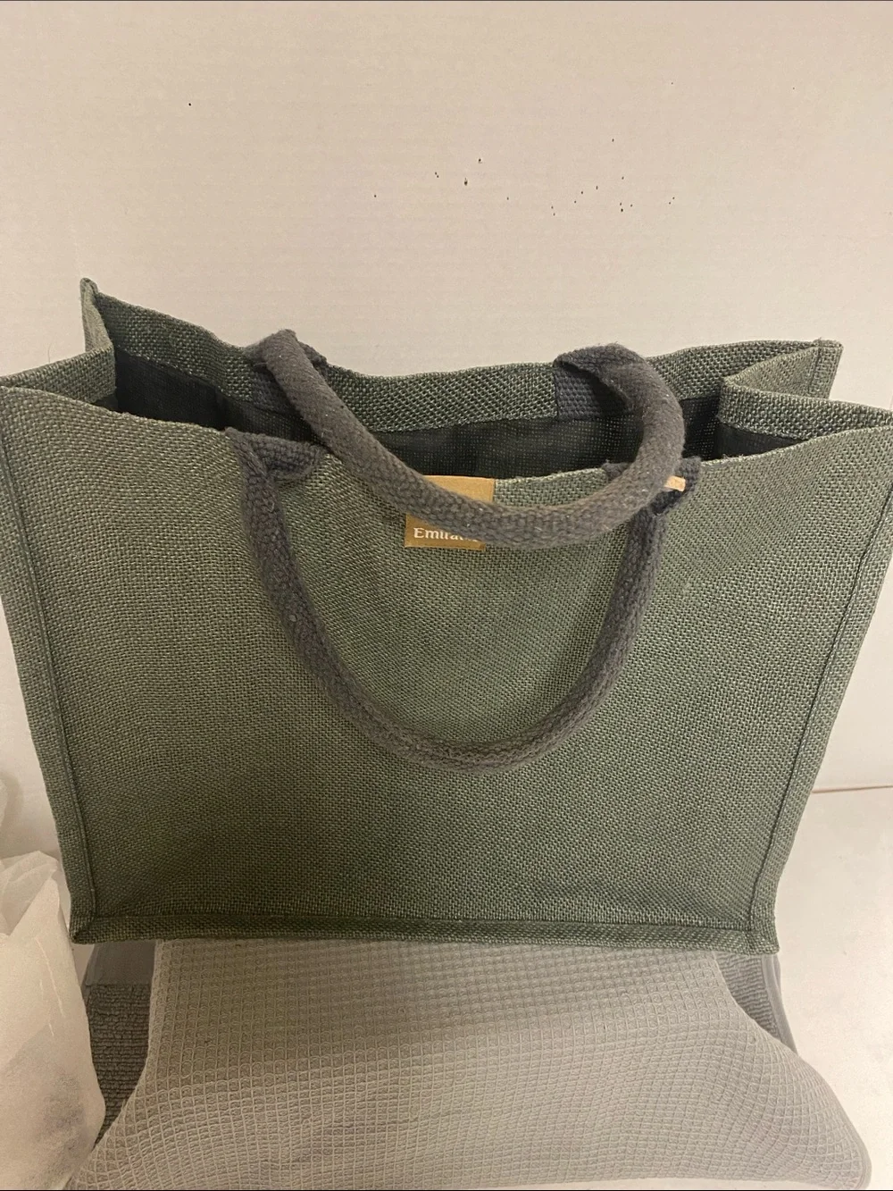 Emirates Gray Jute Canvas Tote Bag -